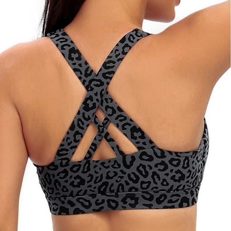RUNNING GIRL Sports Bra for Women, Basic Criss-Cross Back Padded Strappy Medium Support Removable Cups Gym Yoga Bra Workout Athletic