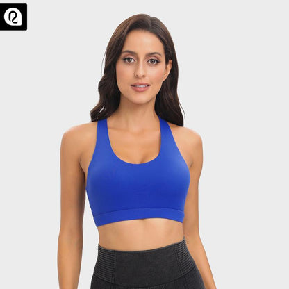 RUNNING GIRL Sports Bra for Women, Basic Criss-Cross Back Padded Strappy Medium Support Removable Cups Gym Yoga Bra Workout Athletic