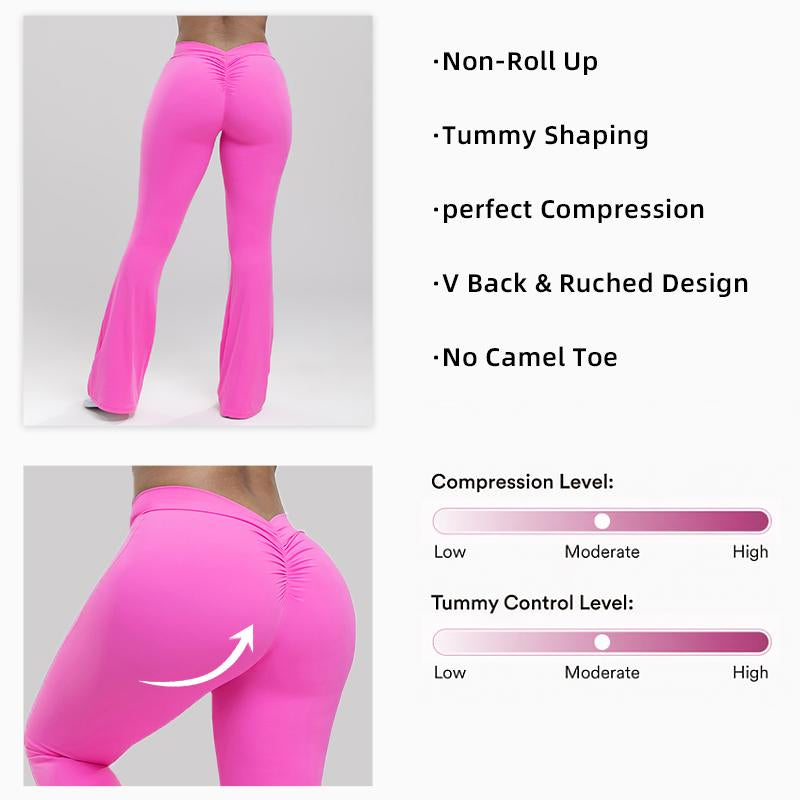 High-Waisted Flared Leggings with Butt-Lifting, Tummy Control, and Slimming Design, Perfect for Women during Yoga, Gym Workouts, Running, Pilates, or Casual Daily Wear—Shaping, Stylish, Stretchy, and Comfortable Fit Flare Leg Sport Legging Compression