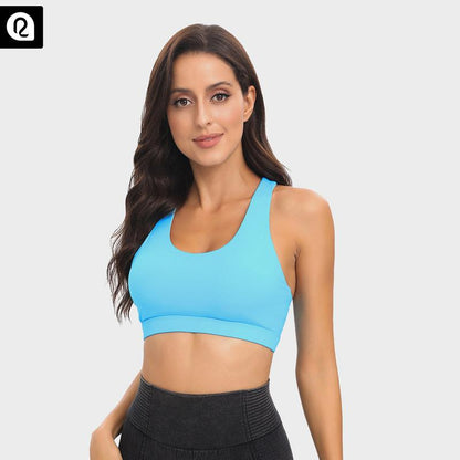 RUNNING GIRL Sports Bra for Women, Basic Criss-Cross Back Padded Strappy Medium Support Removable Cups Gym Yoga Bra Workout Athletic