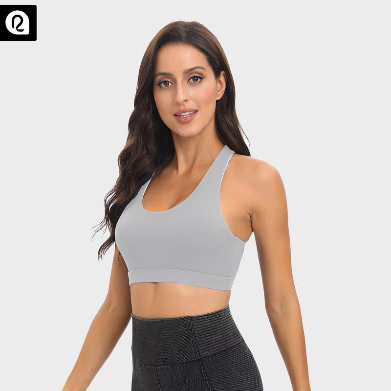 RUNNING GIRL Sports Bra for Women, Basic Criss-Cross Back Padded Strappy Medium Support Removable Cups Gym Yoga Bra Workout Athletic