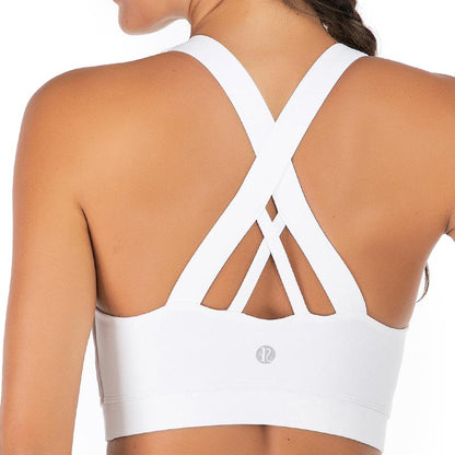 RUNNING GIRL Sports Bra for Women, Basic Criss-Cross Back Padded Strappy Medium Support Removable Cups Gym Yoga Bra Workout Athletic