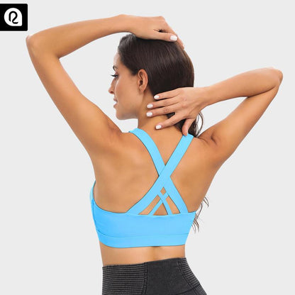 RUNNING GIRL Sports Bra for Women, Basic Criss-Cross Back Padded Strappy Medium Support Removable Cups Gym Yoga Bra Workout Athletic