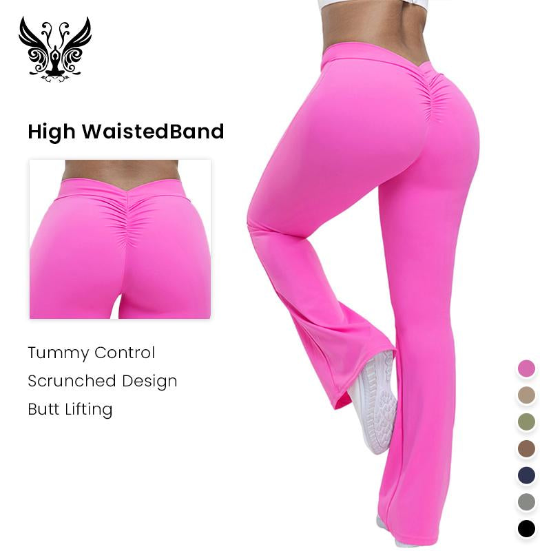 High-Waisted Flared Leggings with Butt-Lifting, Tummy Control, and Slimming Design, Perfect for Women during Yoga, Gym Workouts, Running, Pilates, or Casual Daily Wear—Shaping, Stylish, Stretchy, and Comfortable Fit Flare Leg Sport Legging Compression