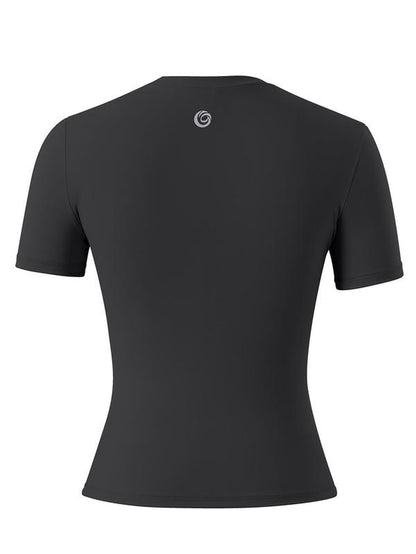 Women'S Solid Seamless Tracksuit Set, Sporty Crew Neck Short Sleeve T-Shirt & High Waist Biker Shorts Set, Two Piece Sets Tracksuits, Ladies Sportswear for Fall, Outfit, Fall Outfits, Fallfreshness, Tracksuit Uniform Leisure Wear Top